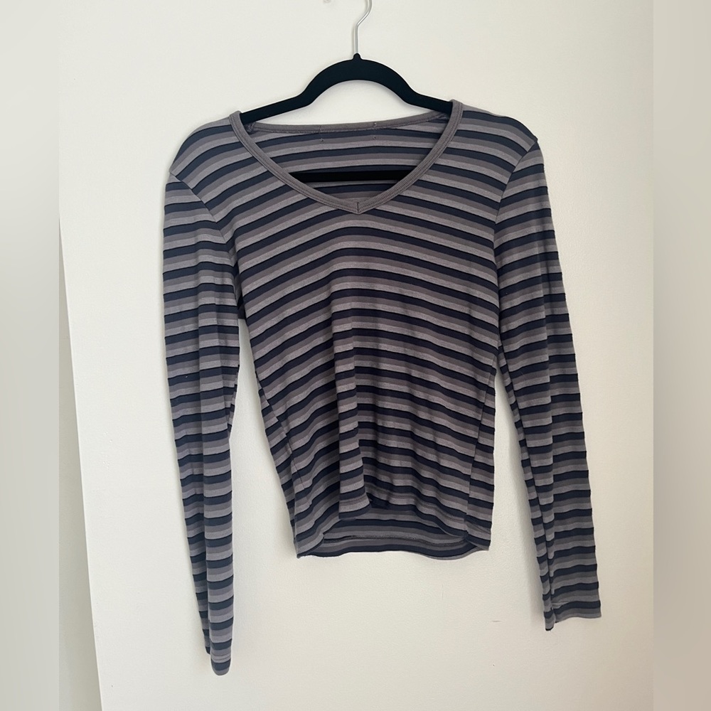 Slim fit striped multicolor gray long sleeve